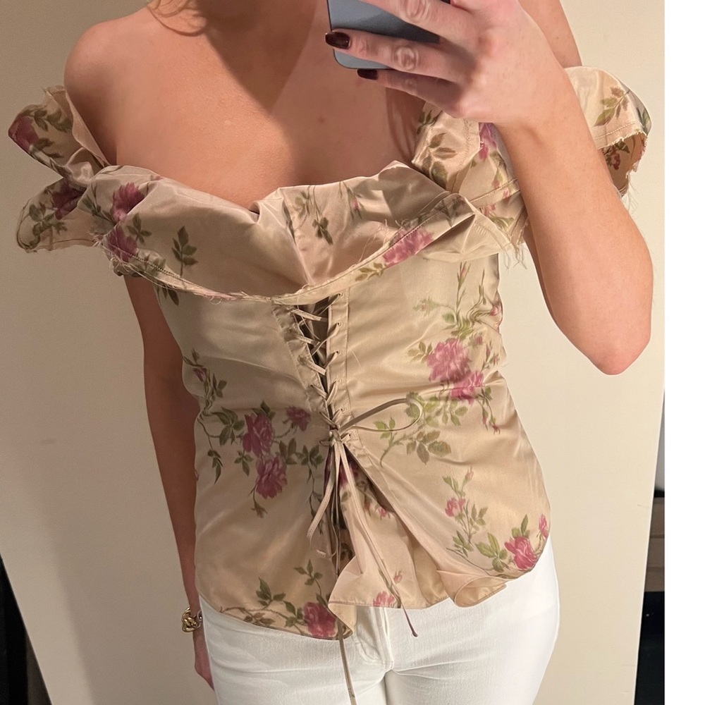 - Brock Collection Exclusive "Ordigno" Printed Satin Top